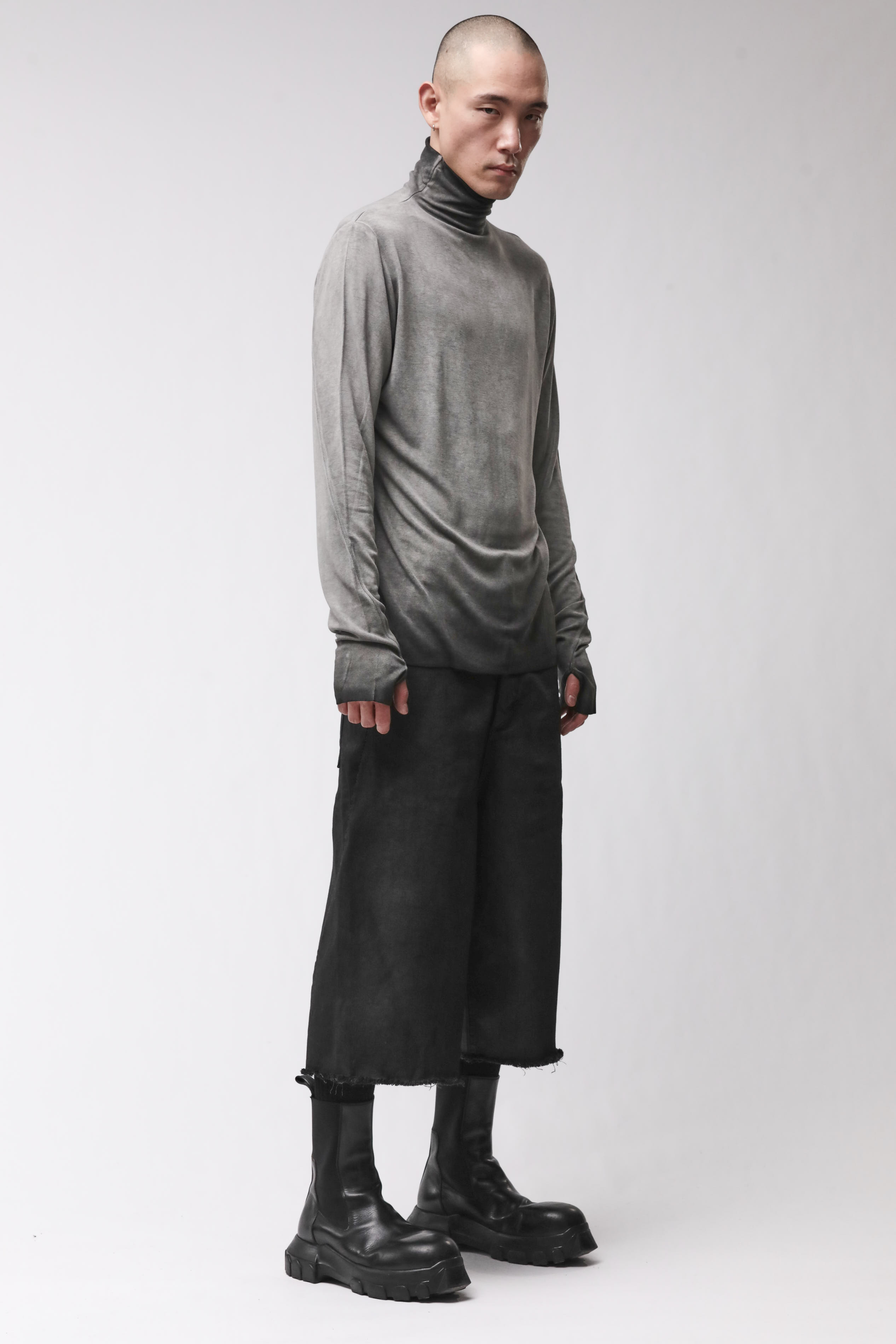 Thom Krom Roll Neck Cold Dye Grey