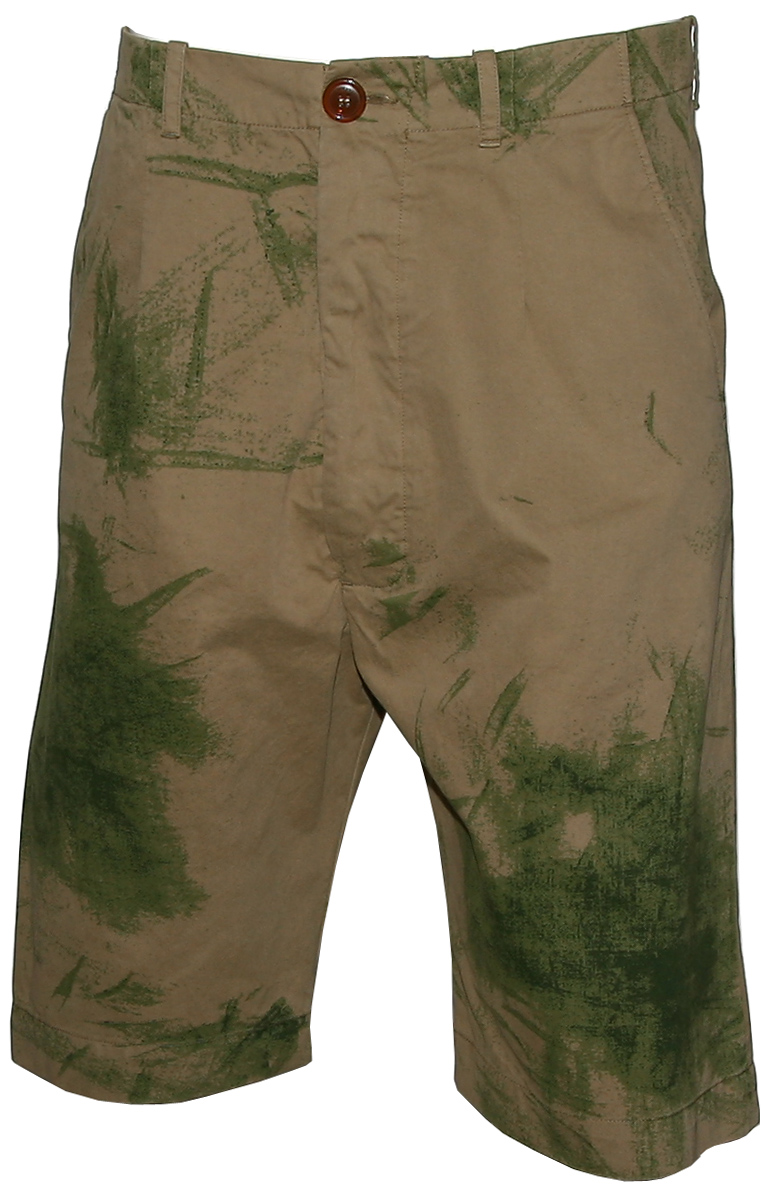Vivienne Westwood MAN Grass Stain Cotton Gabardine Bermuda