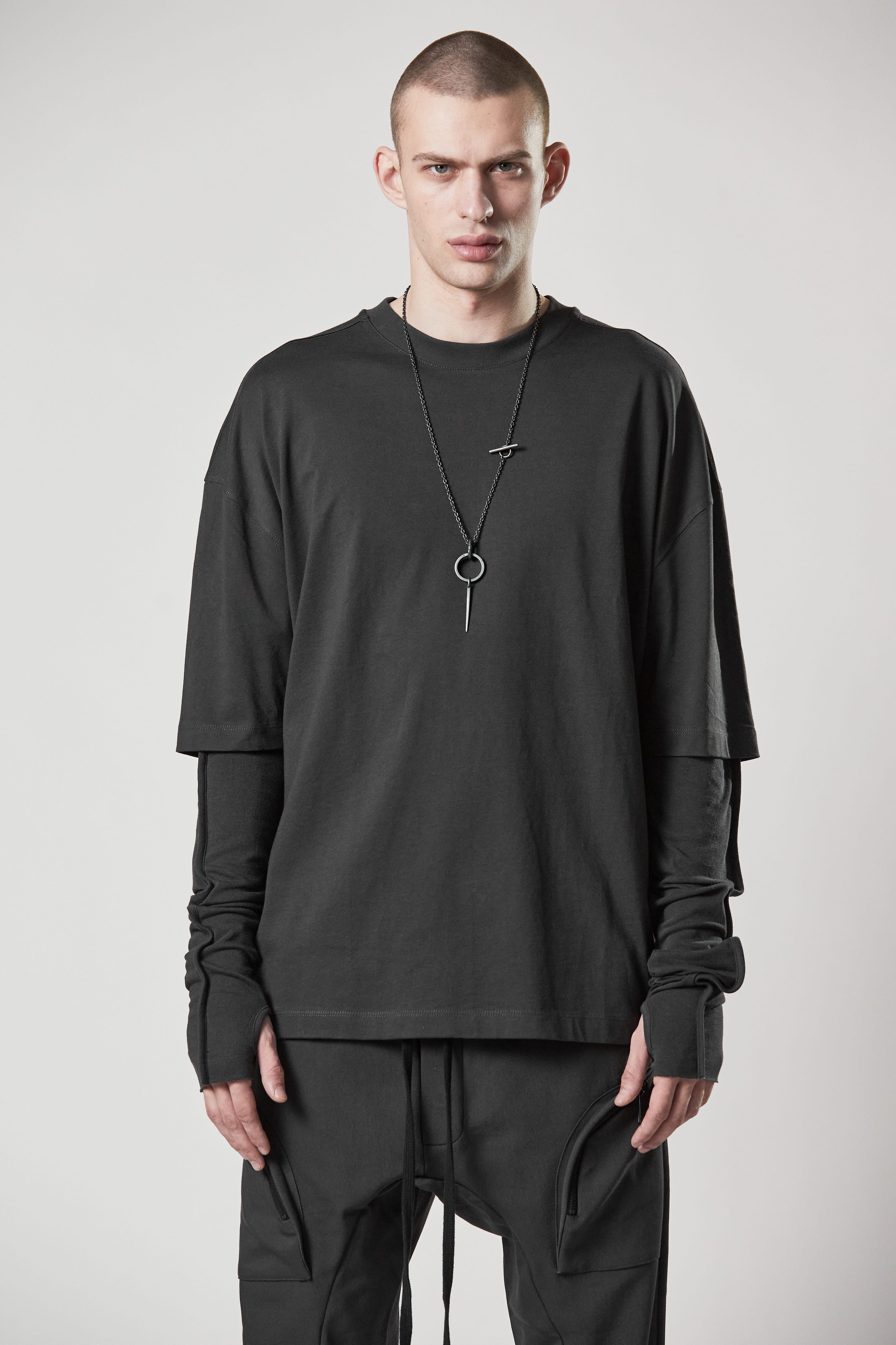 Thom Krom Round Neck Shirt Iron Grey