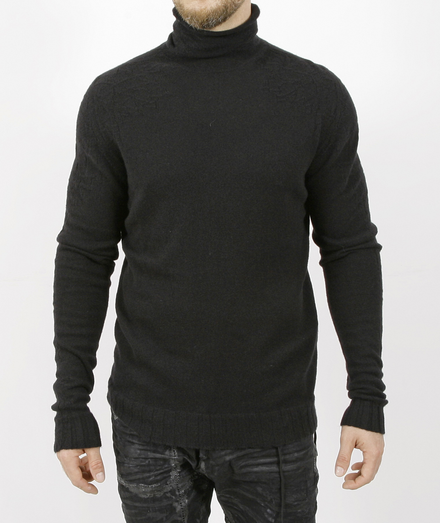 MD75 Pullover Cashmere Black High Neck 