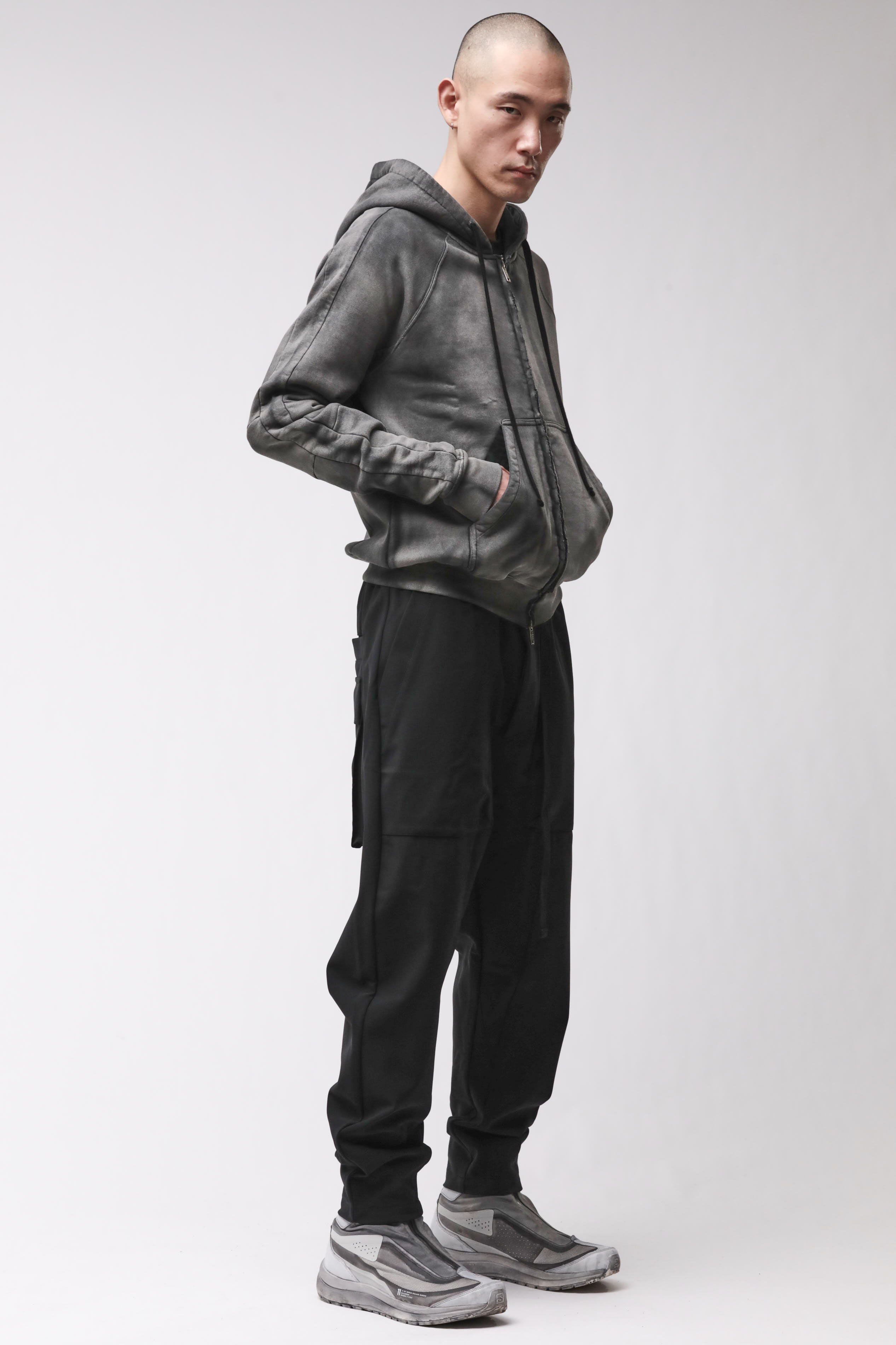 Thom Krom Hooded Zip Jacket Stone Wash