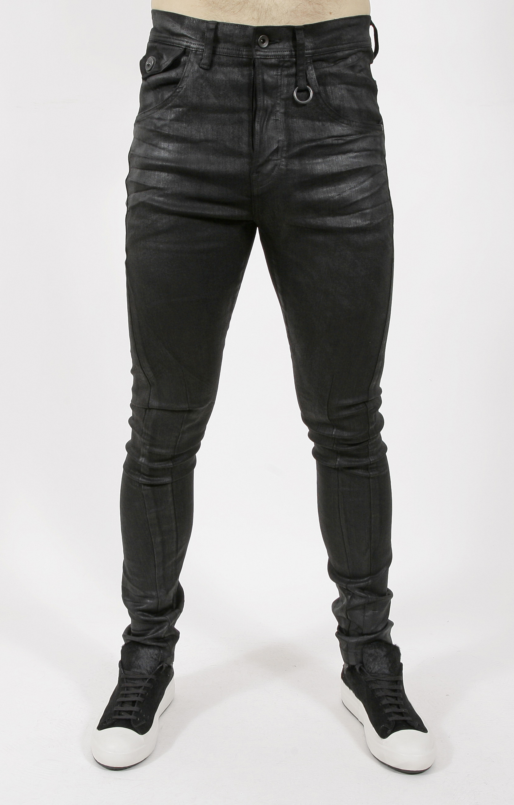 Julius Gazelle Skinny Black Wax Jeans 
