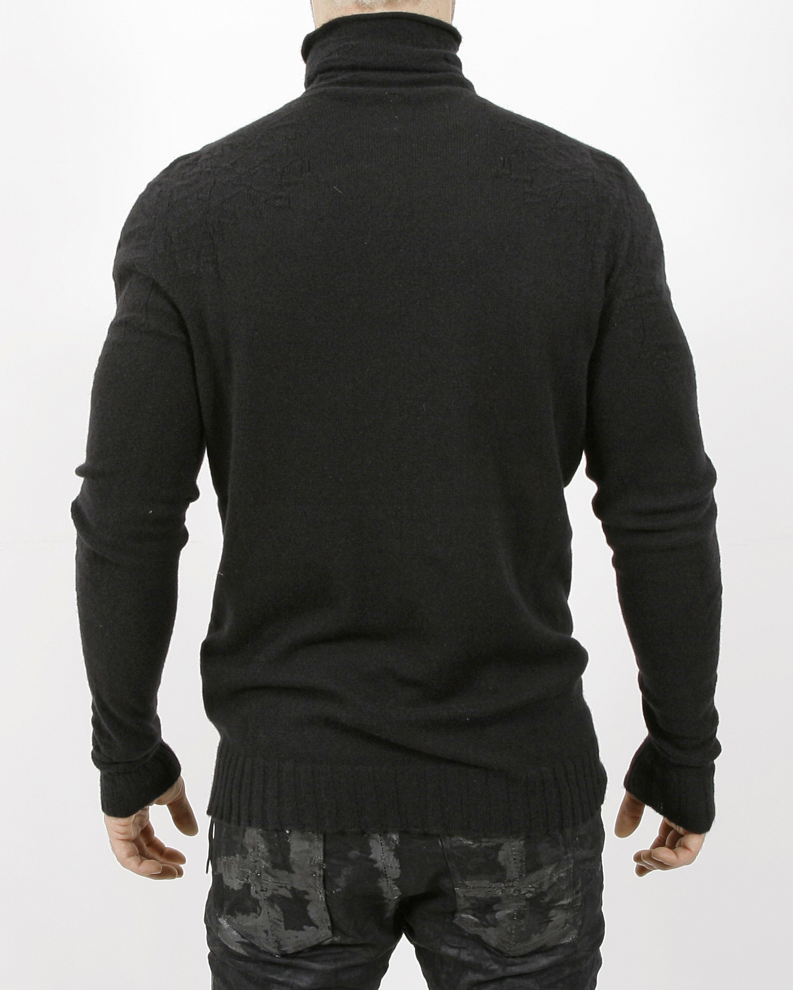 MD75 Pullover Cashmere Black High Neck 