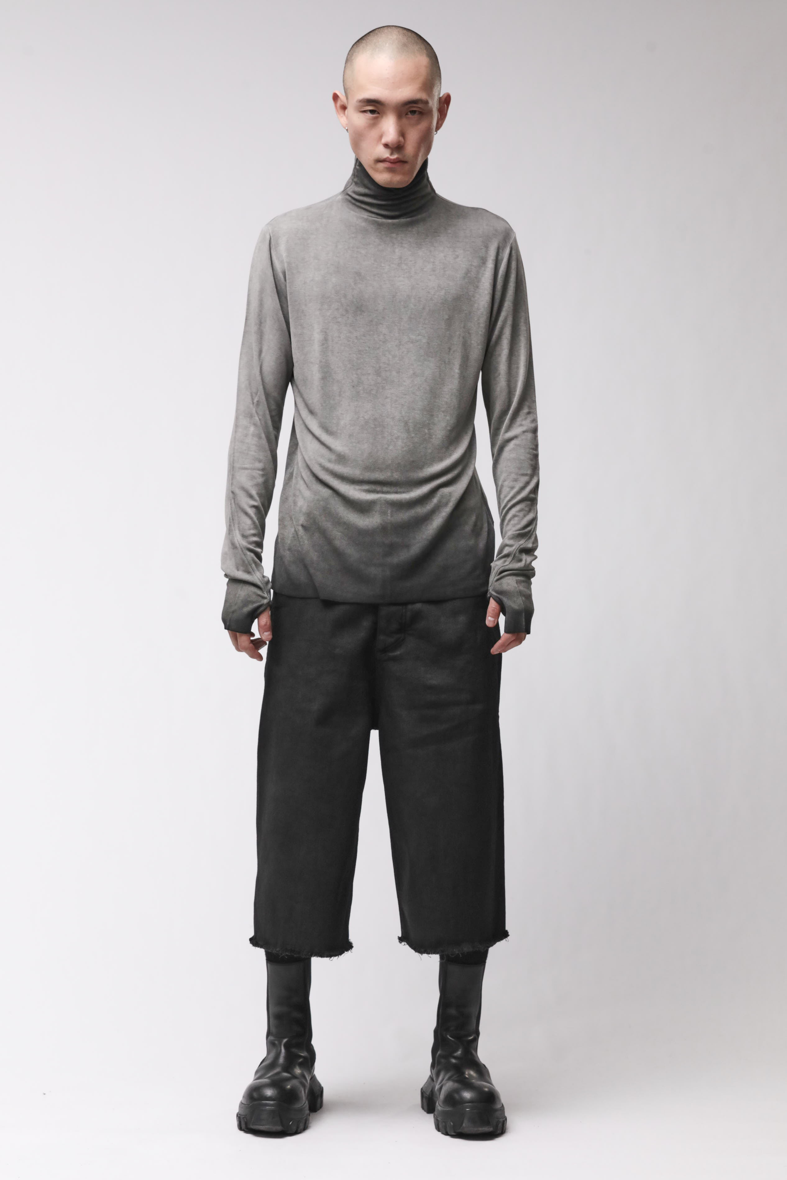 Thom Krom Roll Neck Cold Dye Grey