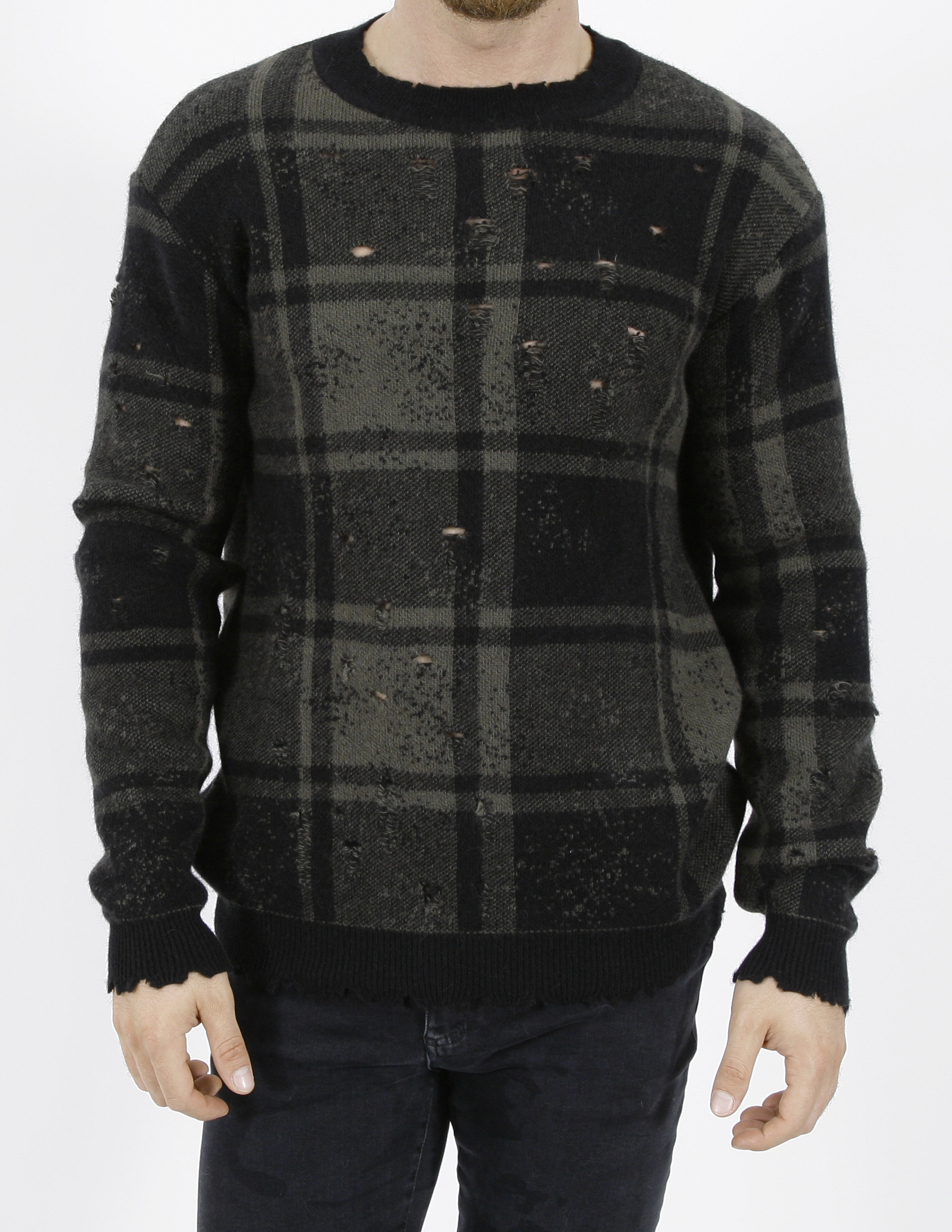 Overcome Tartan Destroyed Pullover Military