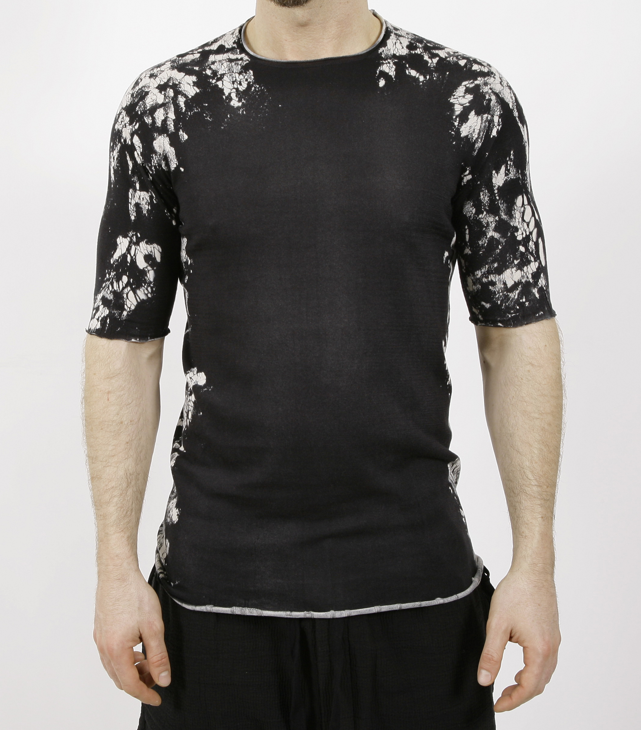 MD75 Knit T-Shirt Black White 