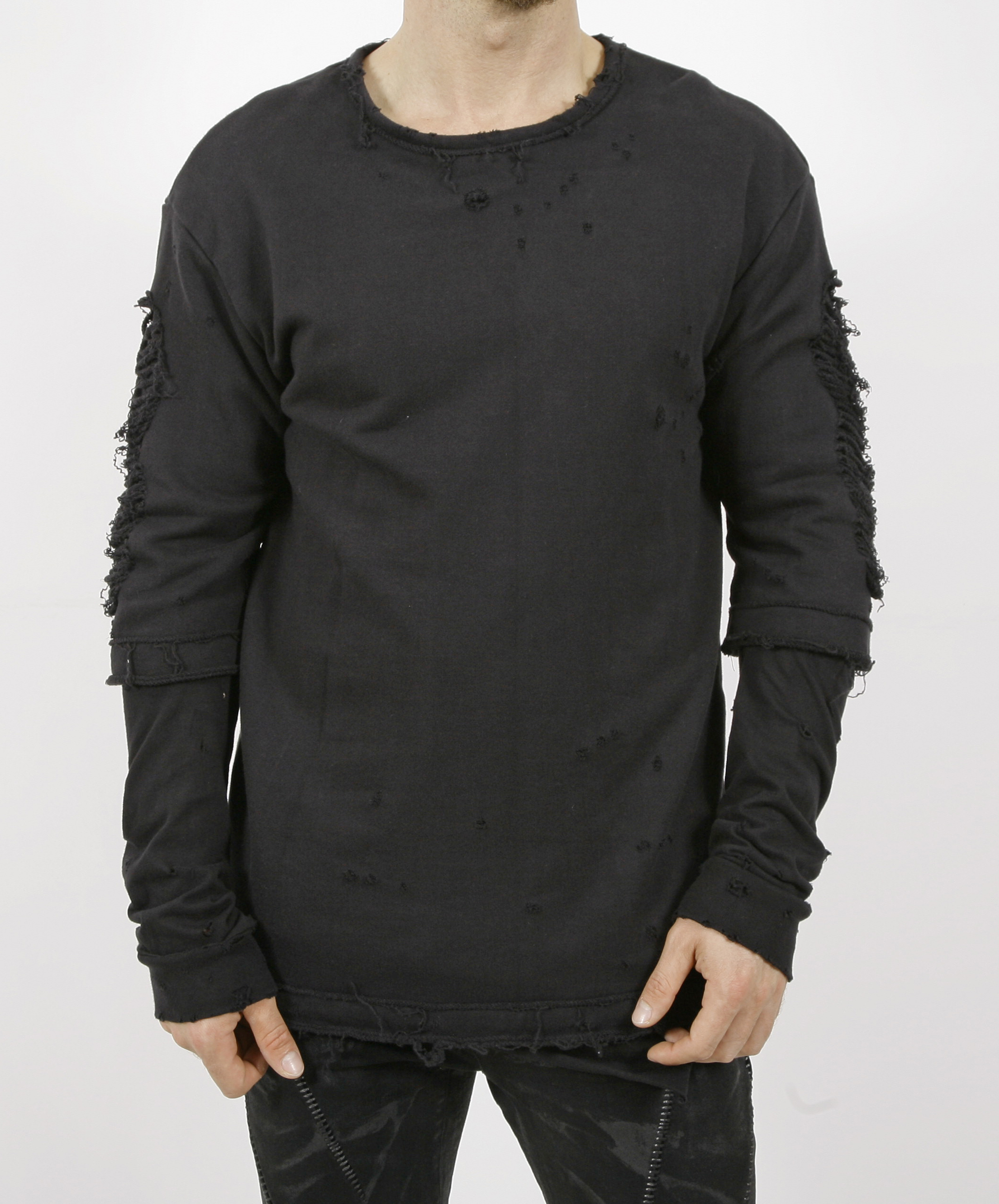 D.Hygen French Terry Distressed Layered T-Shirt