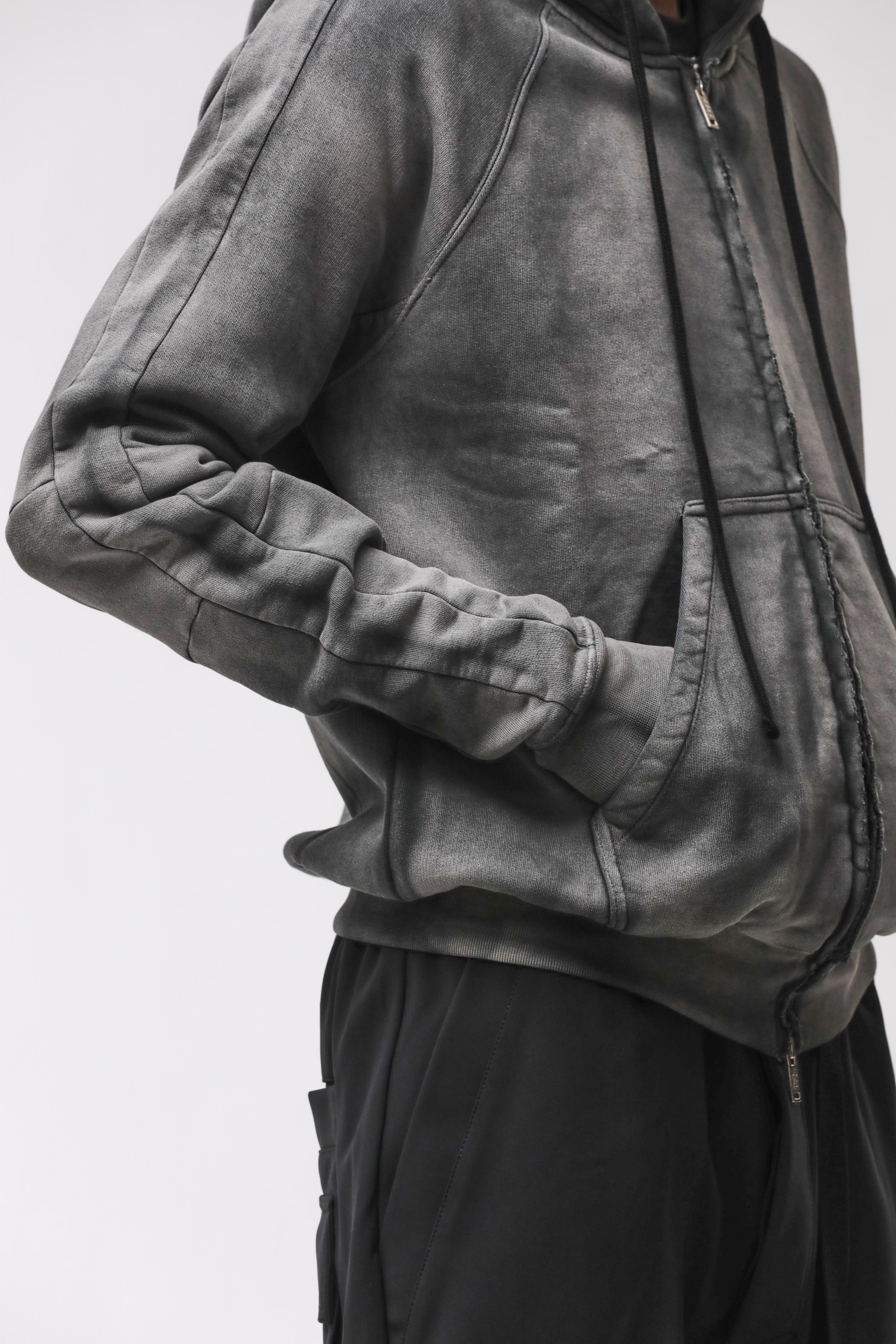 Thom Krom Hooded Zip Jacket Stone Wash