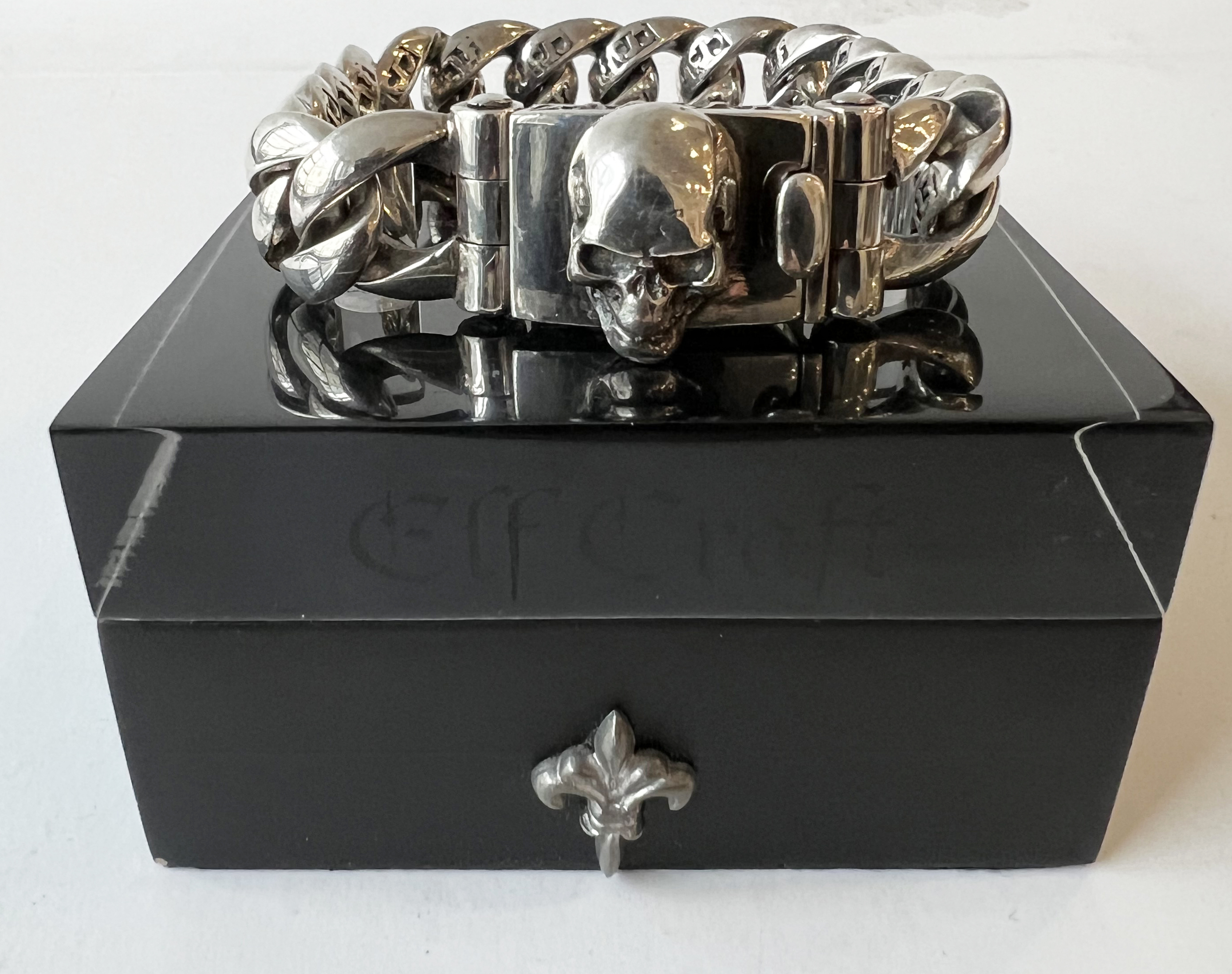 Silver Bracelet Skull Plain Chain