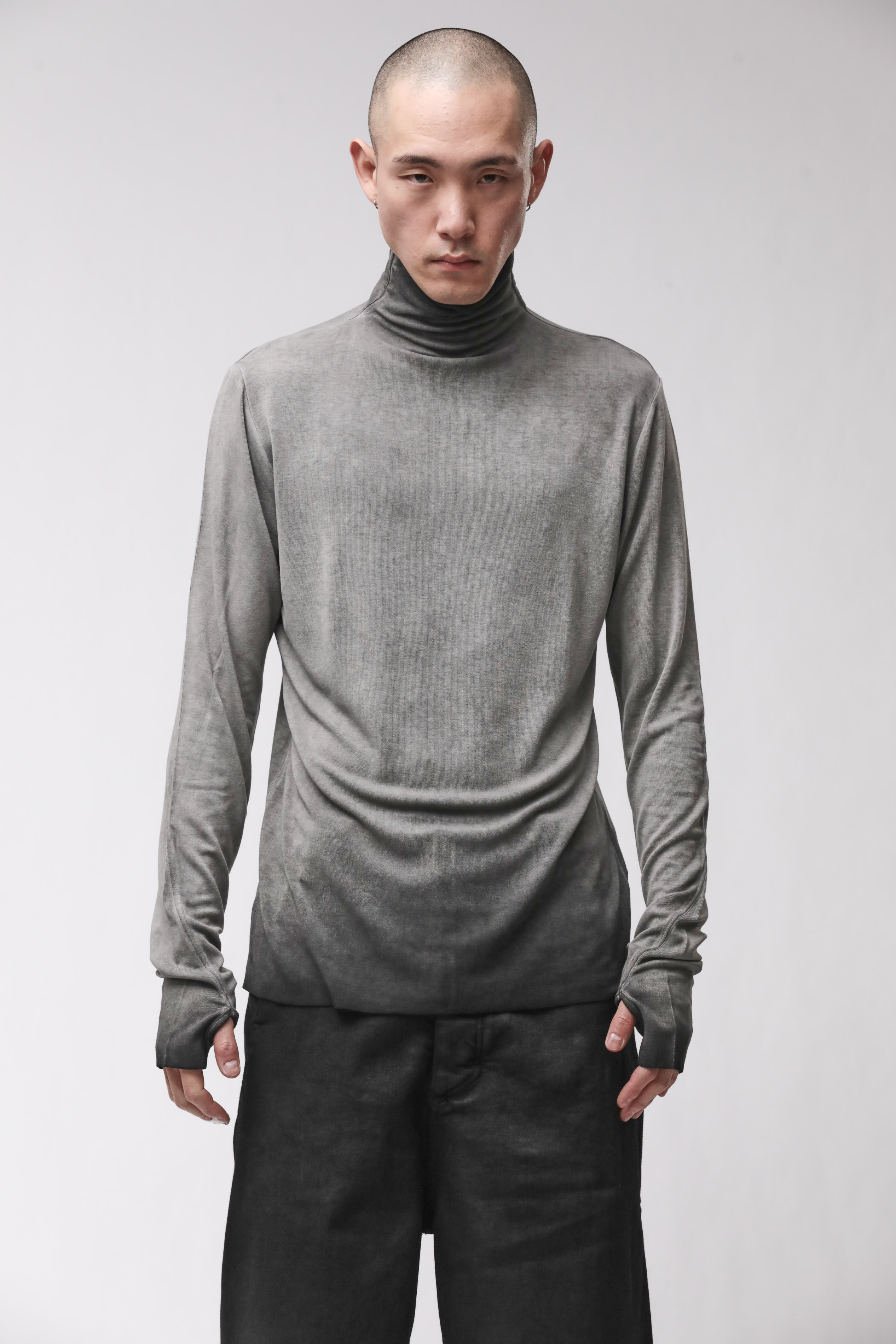 Thom Krom Roll Neck Cold Dye Grey